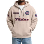 Minnesota Twins Quarter-Zip Waffle Knit Hoodie Custom Your Name