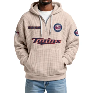 Minnesota Twins Quarter-Zip Waffle Knit Hoodie Custom Your Name