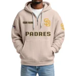San Diego Padres Quarter-Zip Waffle Knit Hoodie Custom Your Name