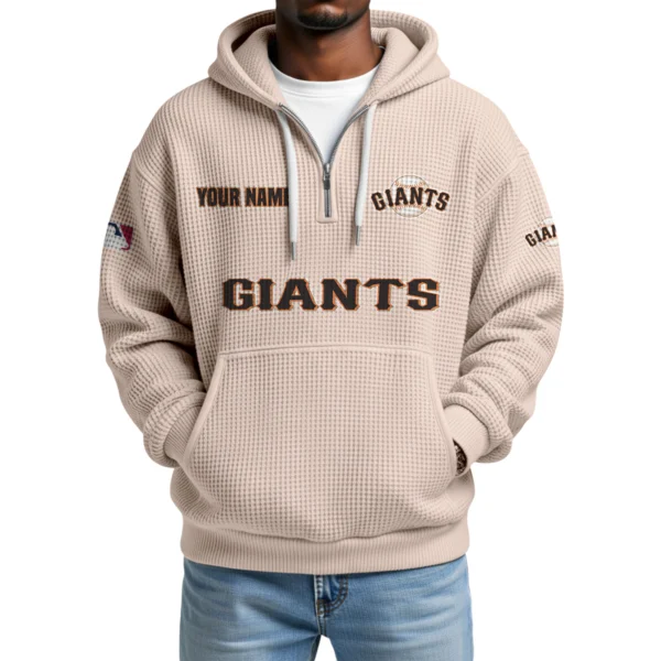 San Francisco Giants Quarter-Zip Waffle Knit Hoodie Custom Your Name