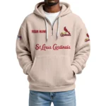 St. Louis Cardinals Quarter-Zip Waffle Knit Hoodie Custom Your Name