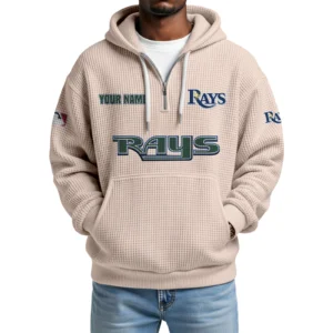 Tampa Bay Rays Quarter-Zip Waffle Knit Hoodie Custom Your Name