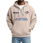 Toronto Blue Jays Quarter-Zip Waffle Knit Hoodie Custom Your Name