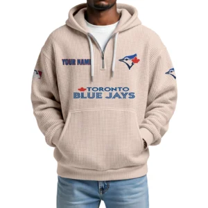 Toronto Blue Jays Quarter-Zip Waffle Knit Hoodie Custom Your Name