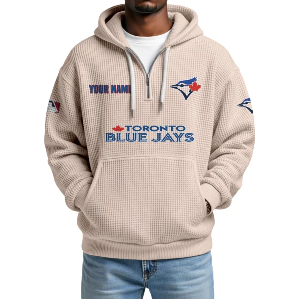 Toronto Blue Jays Quarter-Zip Waffle Knit Hoodie Custom Your Name