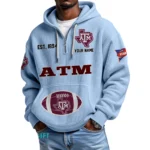 Texas A&M Aggies Quarter-Zip Waffle Knit Hoodie Custom Your Name