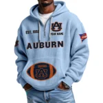 Auburn Tigers Quarter-Zip Waffle Knit Hoodie Custom Your Name