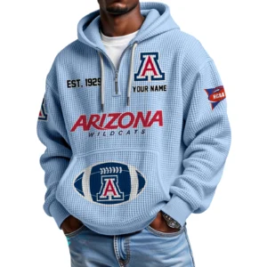Arizona Wildcats Quarter-Zip Waffle Knit Hoodie Custom Your Name