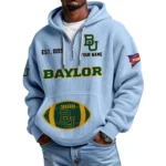 Baylor Bears Quarter-Zip Waffle Knit Hoodie Custom Your Name