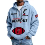 Cincinnati Bearcats Quarter-Zip Waffle Knit Hoodie Custom Your Name