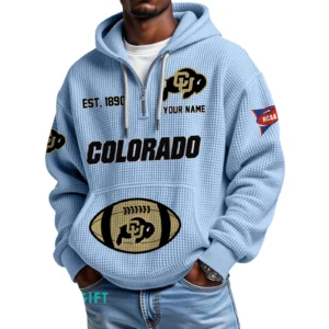 Colorado Buffaloes Quarter-Zip Waffle Knit Hoodie Custom Your Name