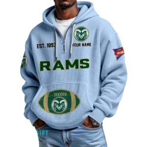 Colorado State Rams Quarter-Zip Waffle Knit Hoodie Custom Your Name