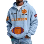 Clemson Tigers Quarter-Zip Waffle Knit Hoodie Custom Your Name