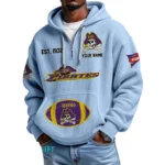 East Carolina Pirates Quarter-Zip Waffle Knit Hoodie Custom Your Name