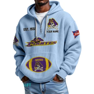 East Carolina Pirates Quarter-Zip Waffle Knit Hoodie Custom Your Name