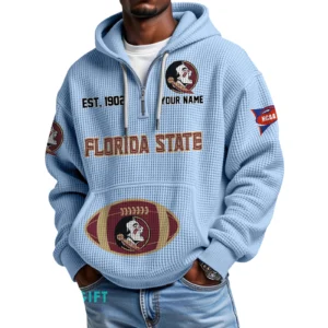 Florida State Seminoles Quarter-Zip Waffle Knit Hoodie Custom Your Name