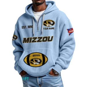 Missouri Tigers Quarter-Zip Waffle Knit Hoodie Custom Your Name