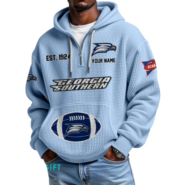 Georgia Southern Eagles Quarter-Zip Waffle Knit Hoodie Custom Your Name