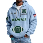 Hawaii Rainbow Warriors Quarter-Zip Waffle Knit Hoodie Custom Your Name