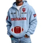 Indiana Hoosiers Quarter-Zip Waffle Knit Hoodie Custom Your Name