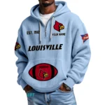 Louisville Cardinals Quarter-Zip Waffle Knit Hoodie Custom Your Name