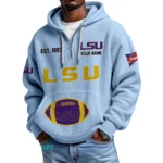 LSU Tigers Quarter-Zip Waffle Knit Hoodie Custom Your Name