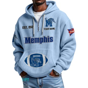 Memphis Tigers Quarter-Zip Waffle Knit Hoodie Custom Your Name