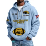 Southern Miss Golden Eagles Quarter-Zip Waffle Knit Hoodie Custom Your Name