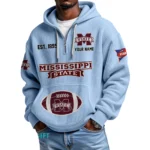 Mississippi State Bulldogs Quarter-Zip Waffle Knit Hoodie Custom Your Name