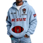 NC State Wolfpack Quarter-Zip Waffle Knit Hoodie Custom Your Name