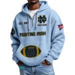 Notre Dame Fighting Irish Quarter-Zip Waffle Knit Hoodie Custom Your Name