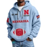 Nebraska Cornhuskers Quarter-Zip Waffle Knit Hoodie Custom Your Name