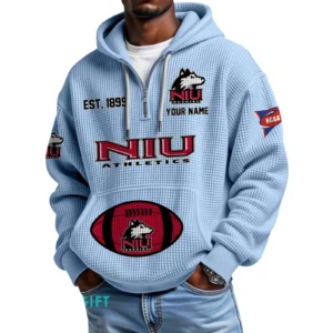 Northern Illinois Huskies Quarter-Zip Waffle Knit Hoodie Custom Your Name