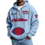 Ole Miss Rebels Quarter-Zip Waffle Knit Hoodie Custom Your Name