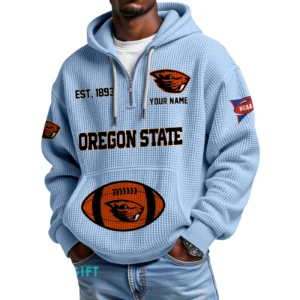 Oregon State Quarter-Zip Waffle Knit Hoodie Custom Your Name