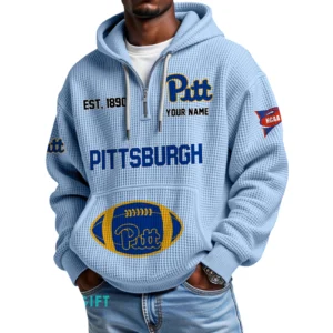 Pittsburgh Panthers Quarter-Zip Waffle Knit Hoodie Custom Your Name