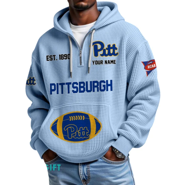 Pittsburgh Panthers Quarter-Zip Waffle Knit Hoodie Custom Your Name