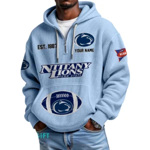 Penn State Nittany Lions Quarter-Zip Waffle Knit Hoodie Custom Your Name
