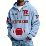 Rutgers Scarlet Knights Quarter-Zip Waffle Knit Hoodie Custom Your Name