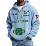 South Florida Bulls Quarter-Zip Waffle Knit Hoodie Custom Your Name