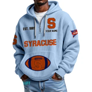 Syracuse Orange Quarter-Zip Waffle Knit Hoodie Custom Your Name
