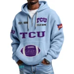 TCU Horned Frogs Quarter-Zip Waffle Knit Hoodie Custom Your Name