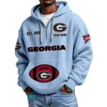 Georgia Bulldogs Quarter-Zip Waffle Knit Hoodie Custom Your Name