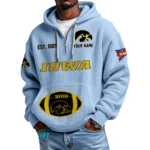 Iowa Hawkeyes Quarter-Zip Waffle Knit Hoodie Custom Your Name