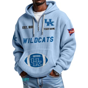 Kentucky Wildcats Quarter-Zip Waffle Knit Hoodie Custom Your Name
