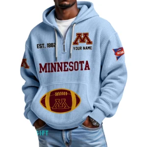 Minnesota Golden Gophers Quarter-Zip Waffle Knit Hoodie Custom Your Name