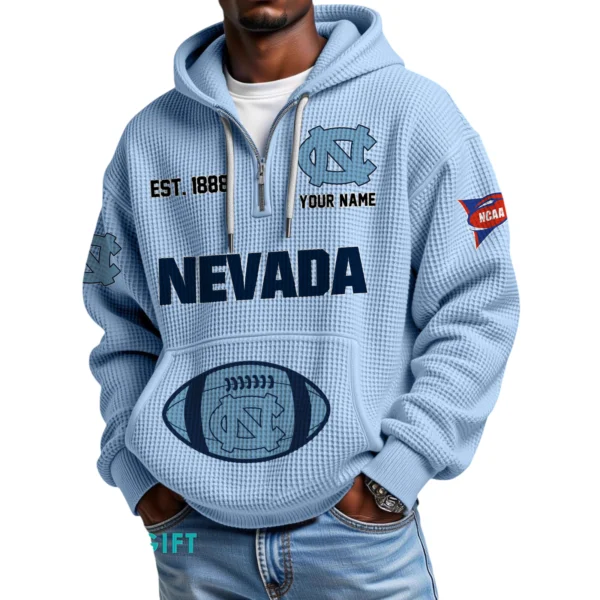 North Carolina Tar Heels Quarter-Zip Waffle Knit Hoodie Custom Your Name