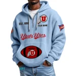 Utah Utes Quarter-Zip Waffle Knit Hoodie Custom Your Name
