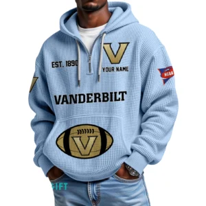 Vanderbilt Commodores Quarter-Zip Waffle Knit Hoodie Custom Your Name