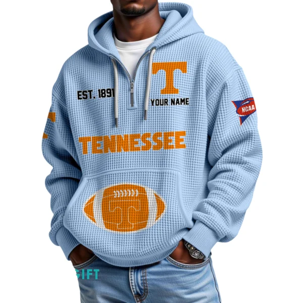 Tennessee Volunteers Quarter-Zip Waffle Knit Hoodie Custom Your Name